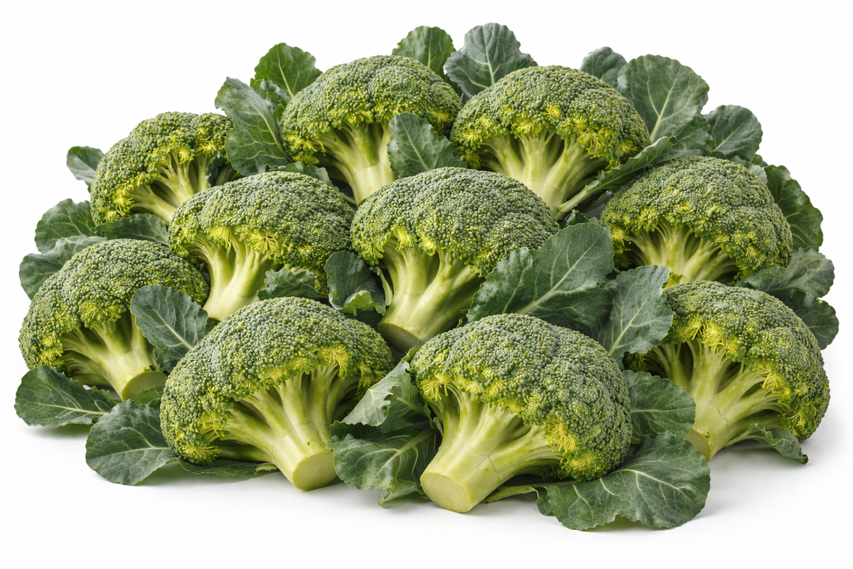 Broccoli crowns with leaves